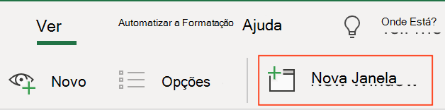 Novo ícone de botão no separador ver no friso