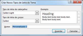 Criar novos tipos de letra do tema