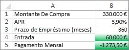 As células B4 e B5 cumprem as condições, pelo que estão formatadas a verde