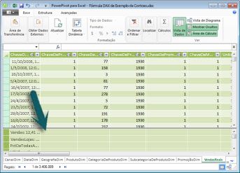 Área de Cálculo do PowerPivot