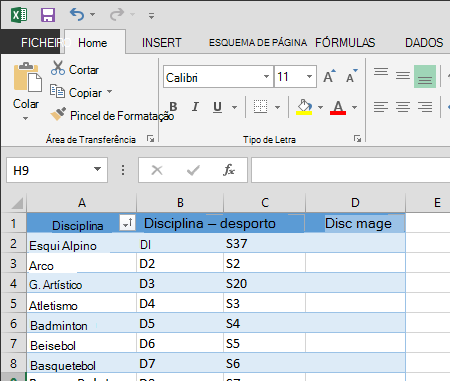 Expandir uma tabela no Excel