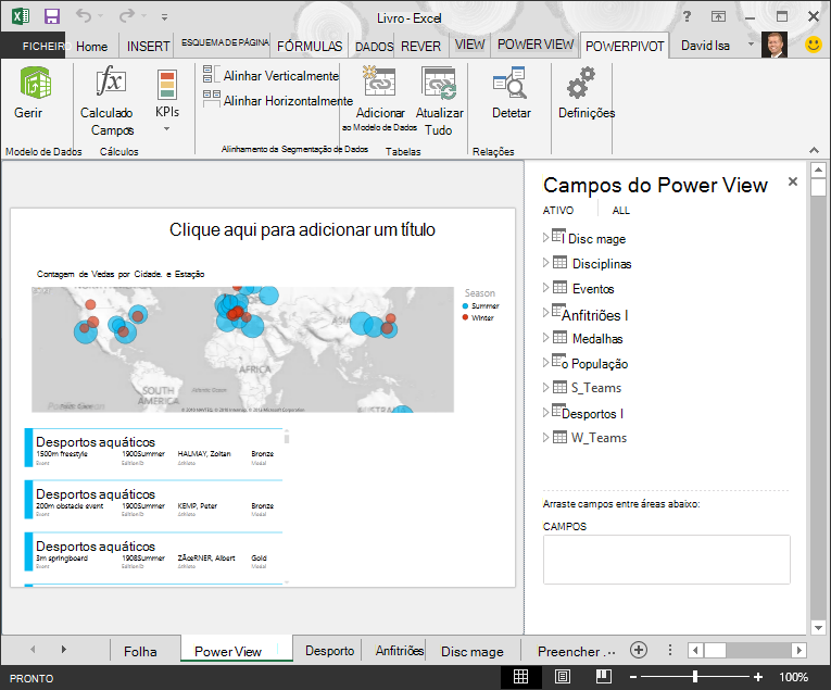 Demasiadas tabelas disponíveis no livro do Excel