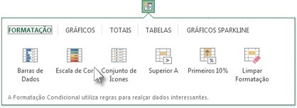 Separador Formatação na galeria de Análise Rápida