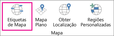Opção Etiquetas de Mapa da funcionalidade Mapas 3D