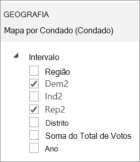 Lista de Intervalos no painel Tarefas