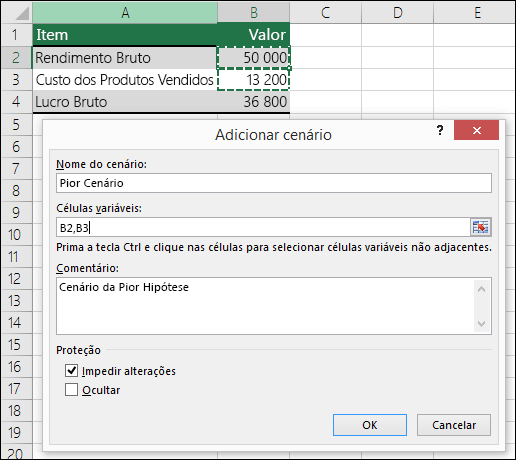 Configurar o pior cenário da hipótese
