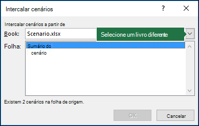 Caixa de diálogo Cenários de Fusão