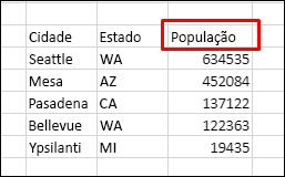 Ordenar dados com uma linha de cabeçalho