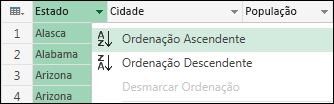 Selecionar ordenação