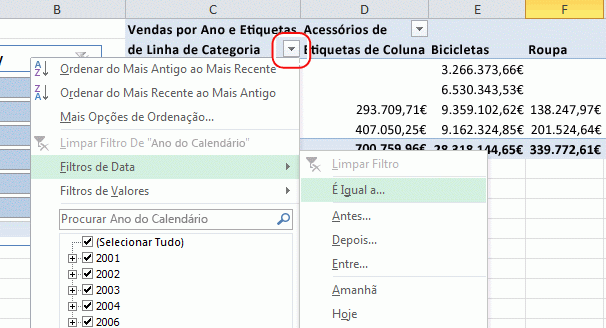 Filtros de dados