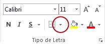Botão Limites no grupo Tipo de letra