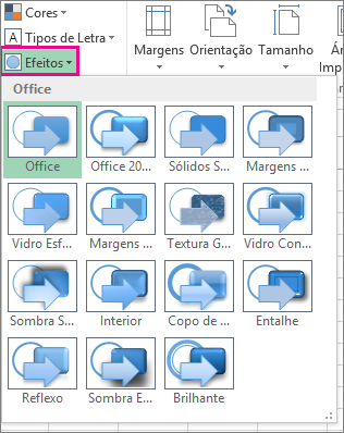 Efeitos do Tema no separador Esquema de Página