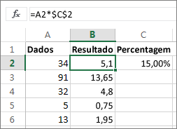 Multiplique os números pela percentagem