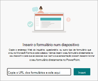 Selecione o URL do formulário ou questionário que pretende inserir
