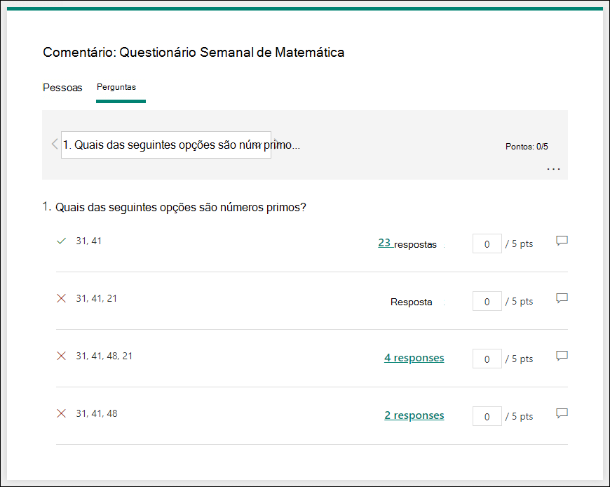 Rever perguntas do questionário