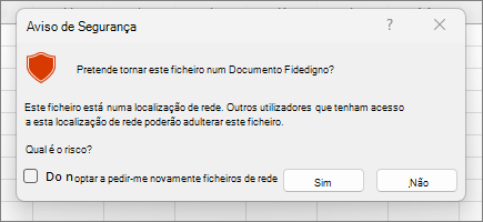 Aviso de segurança de documento fidedigno