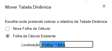 Mover uma tabela dinâmica