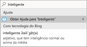 A pesquisa Diga-me o que pretende fazer com uma palavra definida