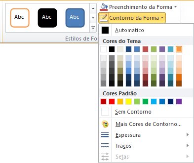 Menu Contorno da Forma
