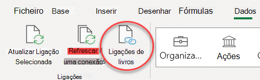 O comando Ligações Entre Livros no friso