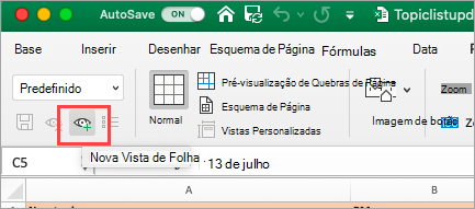 Mostra a Folha de Cálculo do Excel