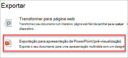 Exportar para apresentação do PowerPoint