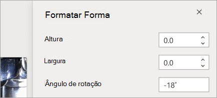 Mostra os controlos de formatação da forma