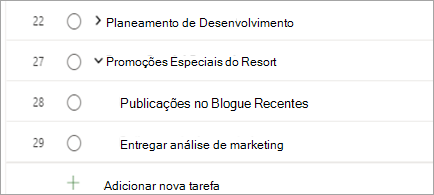 Mostra tarefas do Project