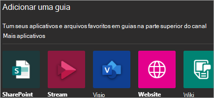 Mostra a adição de aplicações ao Teams