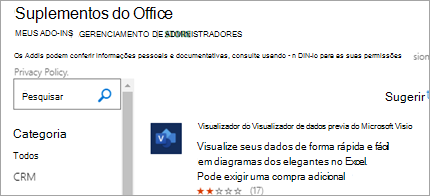 Apresenta o suplemento de Visualização de Dados no Excel