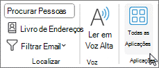 Botão Todas as Aplicações no Outlook para Windows