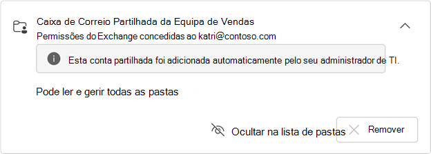 Cartão de caixa de correio partilhada automatizada