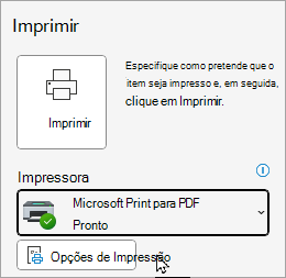 Opções clássicas de impressão de ficheiros do Outlook