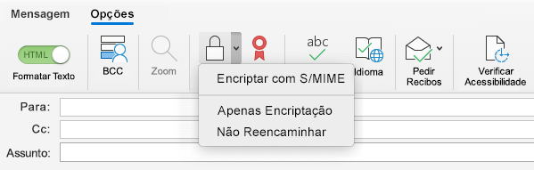 Encriptar com a opção S/MIME