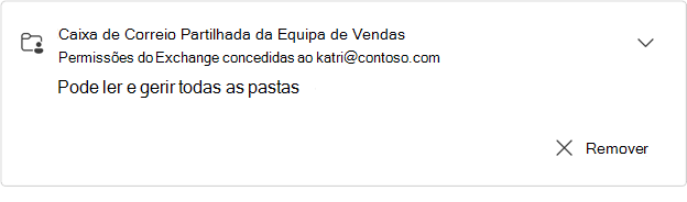 Cartão de caixa de correio partilhada da equipa de vendas expandida