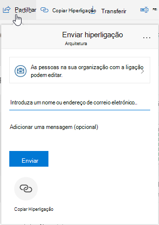 A mostrar a opção Partilhar ficheiro