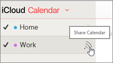 Ícone Partilhar calendário no iCloud