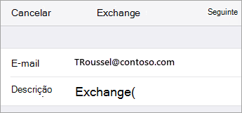 Início de Sessão do Exchange