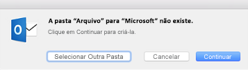 Esta mensagem é apresentada na primeira vez que utilizar o botão Arquivar no Outlook 2016 para Mac