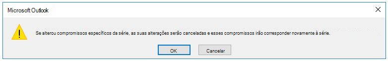 Caixa de diálogo para explicar o que acontece a compromissos específicos.