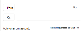 Para aceder ao livro de endereços e inserir um nome de contacto, selecione o botão junto ao campo adequado: Para, Cc ou Bcc.