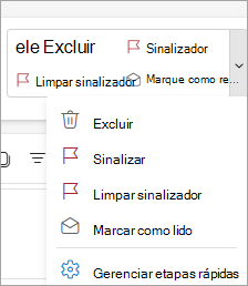 Captura de ecrã do friso a mostrar a ordem rápida dos passos