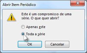 Opção para selecionar a série de reuniões completa