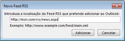 Introduzir o URL para o Feed RSS