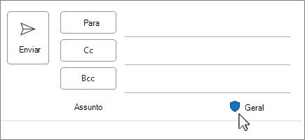 Ícone de etiqueta de confidencialidade no novo e-mail