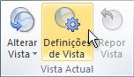 Comando Definições de Vista no friso