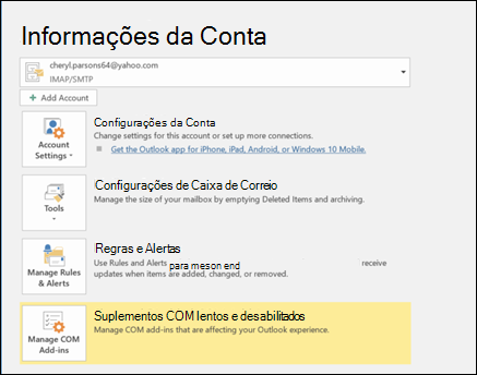 Se não vir Respostas Automáticas, selecione Regras e Alertas.