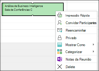 Clique com o botão direito do rato para eliminar um compromisso.