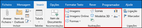 Selecione uma opção no grupo Ilustrações