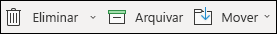 Os itens de menu Eliminar e Arquivo